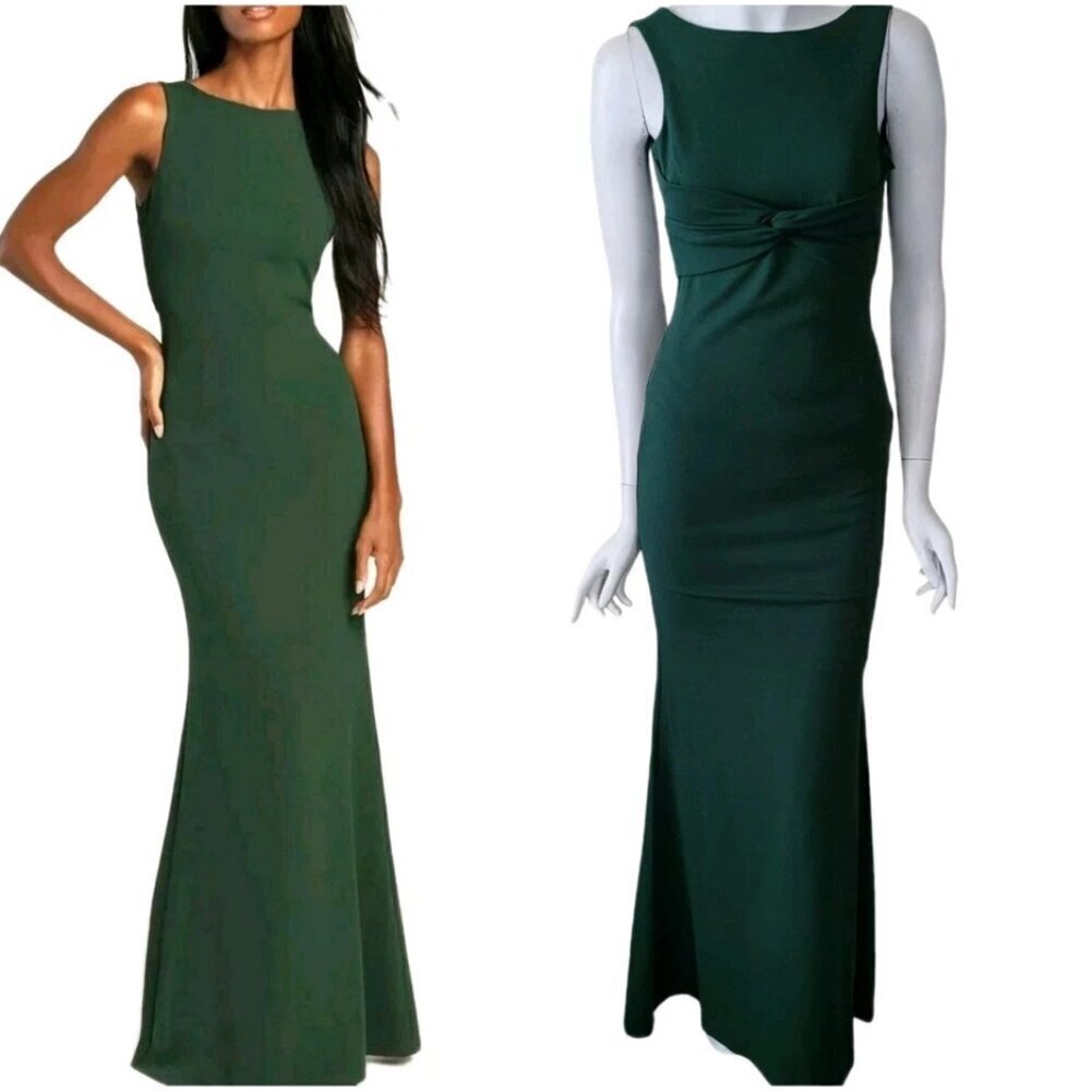 Lulus Love In Your Eyes‎ Hunter Green Knotted Mermaid Maxi Dress XS